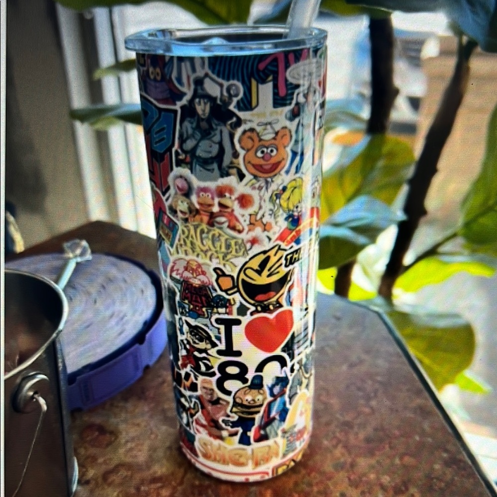 Colorful Sticker-Decorated Tumbler